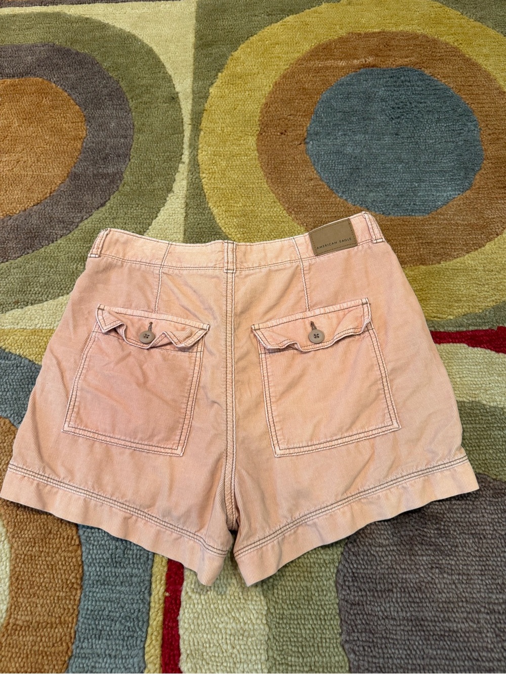 American Eagle Outfitters High Rise Corduroy Cargo Shorts Peach 4 Runs Small - Picture 6 of 6